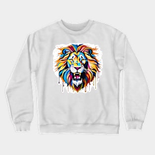 Lion Head Dripping Rainbow Graffiti Crewneck Sweatshirt